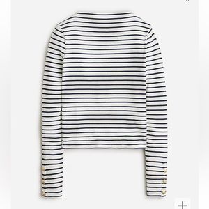 J crew vintage rib split neck striped button knot top s
